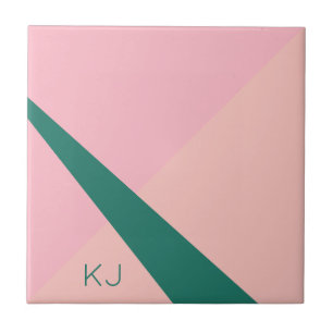Elegant geometric pastel pink peach green ceramic tile