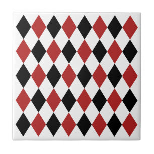 Elegant geometric pattern Black and burgundy red Ceramic Tile