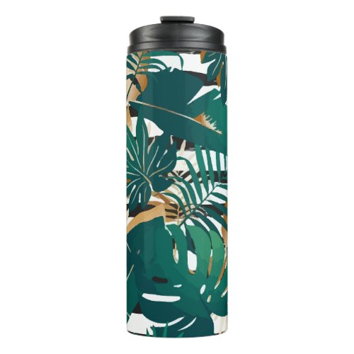 Elegant Geometric Pattern Foliage Thermal Tumbler