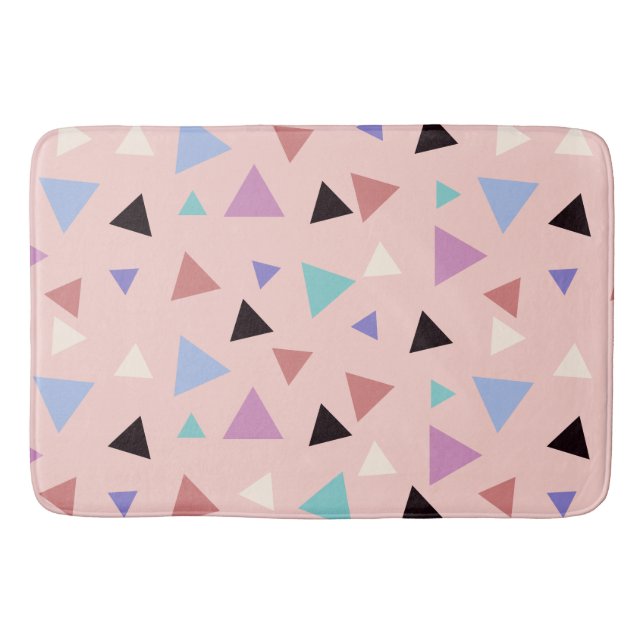 Elegant geometric pattern pink purple mint black bathroom mat (Front)