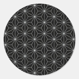 Elegant Geometric Pattern -Silver & Black- Classic Round Sticker