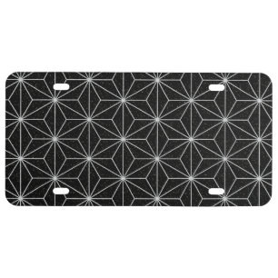 Elegant Geometric Pattern -Silver & Black- License Plate