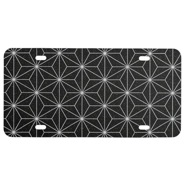Elegant Geometric Pattern -Silver & Black- License Plate (Front)