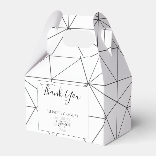 Elegant Geometric Pattern Wedding Favor Boxes (Front Side)