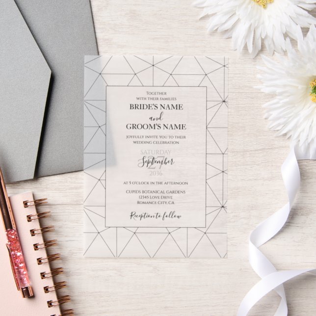 Elegant Geometric Pattern Wedding Invitations (Wedding)