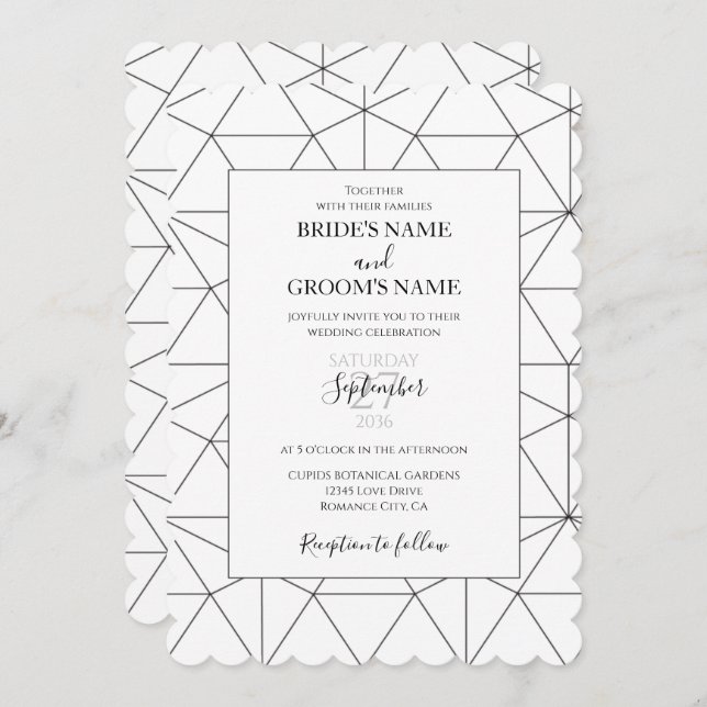 Elegant Geometric Pattern Wedding Invitations (Front/Back)