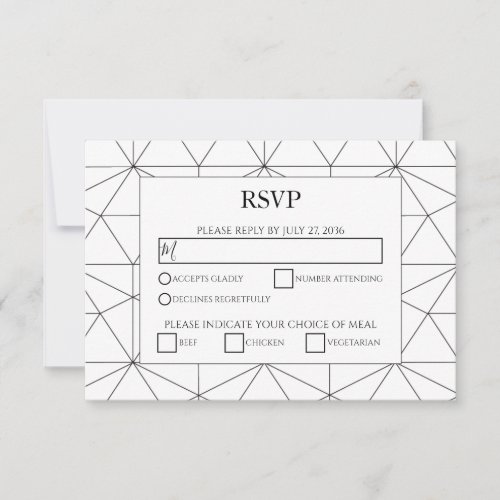 Elegant Geometric Pattern Wedding RSVP Cards