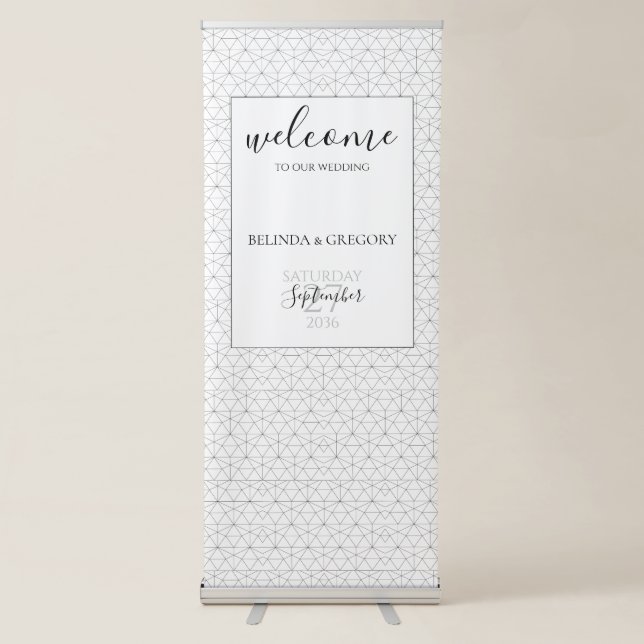 Elegant Geometric Pattern Wedding Welcome Sign (Front)