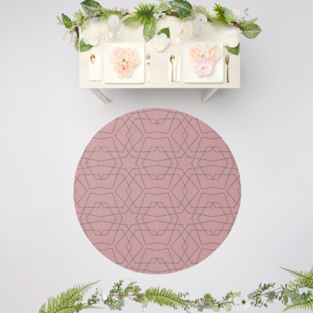 Elegant Geometric Pink Outdoor Rug (Insitu (Wedding 2))