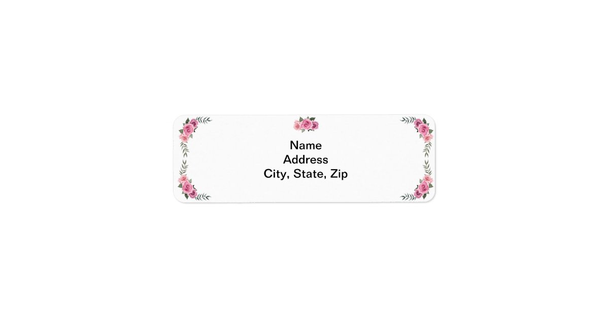 Pink Roses Address Labels Elegant Geometric Pink Rose Address Labels | Zazzle