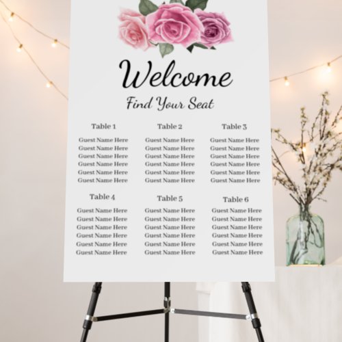 Elegant Geometric Pink Rose Seating Chart Foam Board