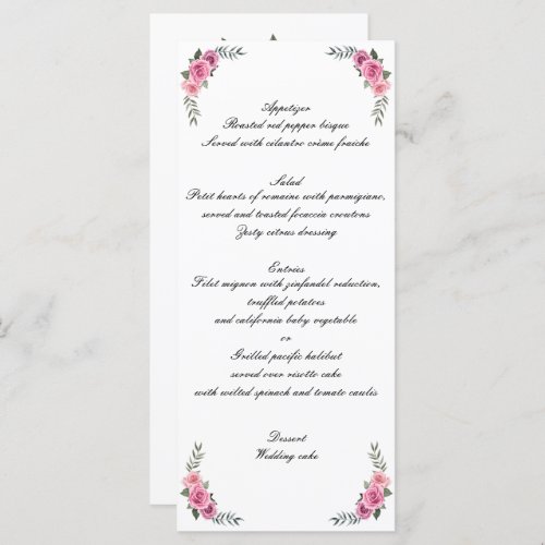 Elegant Geometric Pink Rose Wedding Menu