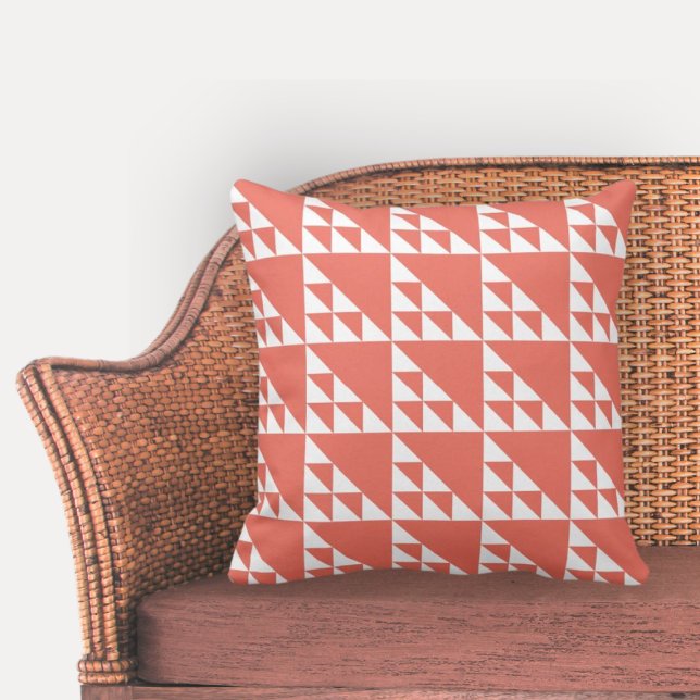 Elegant Geometric Pink & White Triangles Throw Pillow (Elegant Geometric Pink & White Triangles Throw Pillow)