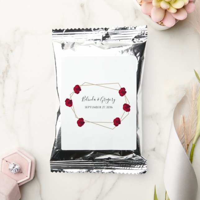 Elegant Geometric Red Rose Wedding   Coffee Drink Mix (Wedding)