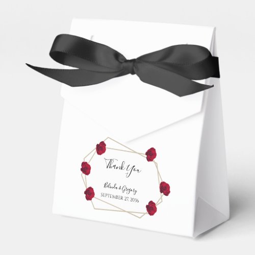 Elegant Geometric Red Rose Wedding Favor Boxes