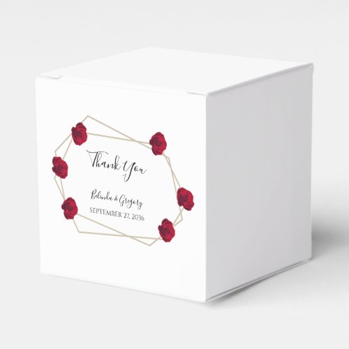 Elegant Geometric Red Rose Wedding  Favor Boxes