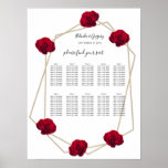 Elegant Geometric Red Rose Wedding Seating Chart at Zazzle