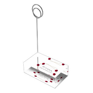 Elegant Geometric Red Rose Wedding Table Number Place Card Holder