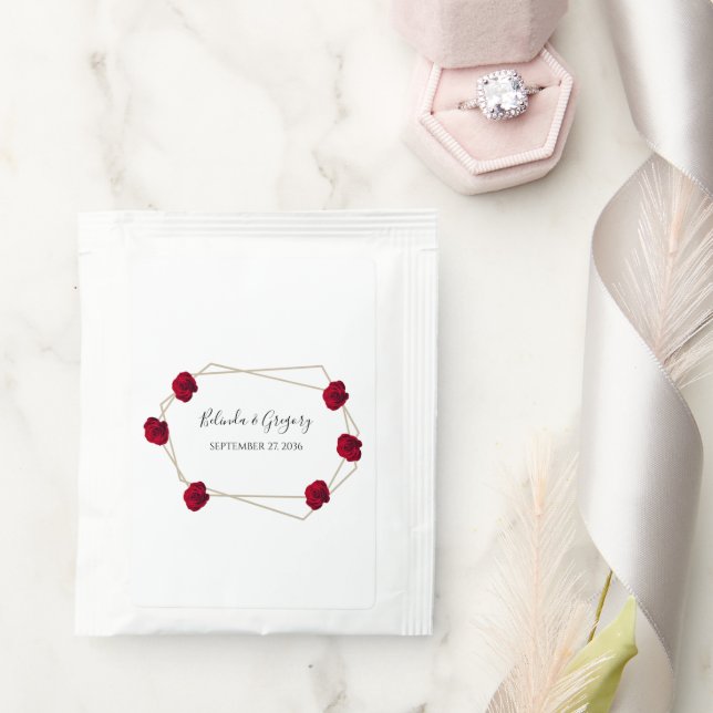 Elegant Geometric Red Rose Wedding Tea Bag Drink Mix (Wedding)