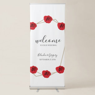 Elegant Geometric Red Rose Wedding Welcome Sign