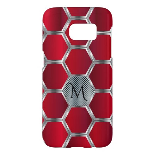 Elegant Geometric Red  Silver Pattern Samsung Galaxy S7 Case