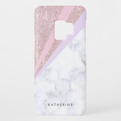 Elegant geometric rose gold glitter white marble Case-Mate samsung galaxy s9 case