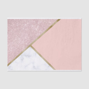 Elegant geometric rose gold glitter white marble tissue paper