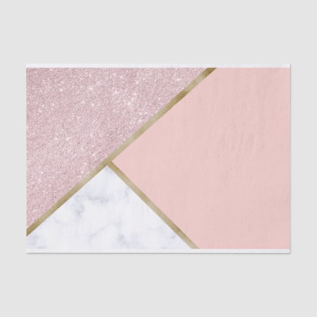 Elegant geometric rose gold glitter white marble tissue paper (Front)
