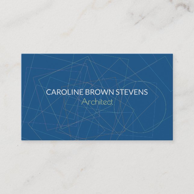 Elegant geometric shapes classic blue architect business card (Front)