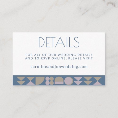 Elegant Geometric Shapes Dusty Blue Modern Wedding Enclosure Card