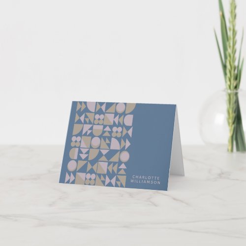 Elegant Geometric Shapes Dusty Blue Personalized Note Card