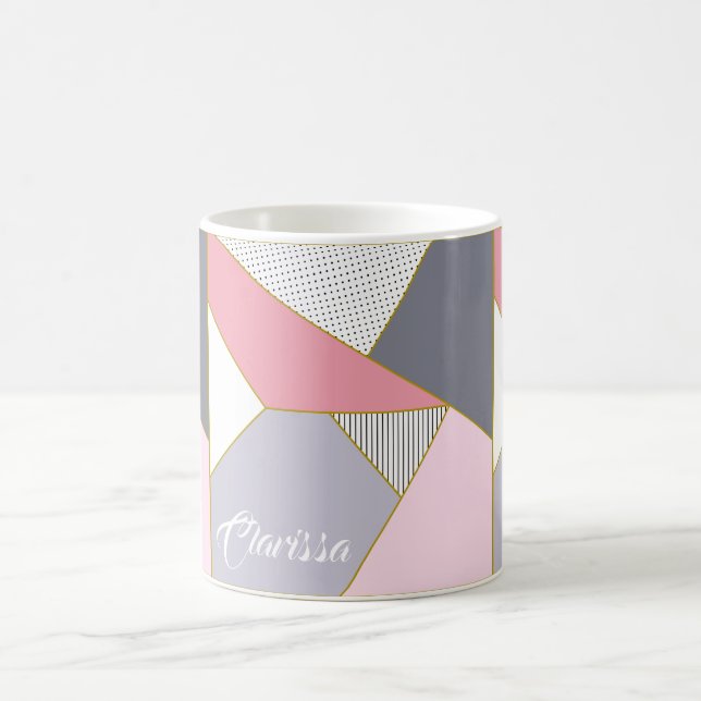 Elegant geometric stripes polka dots pastel coffee mug (Center)
