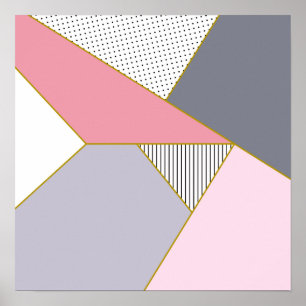 Elegant geometric stripes polka dots pastel poster