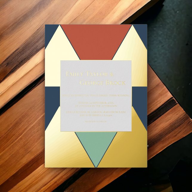 Elegant Geometric Stylish Modern Chic Wedding Gold Foil Invitation (Creator Uploaded)