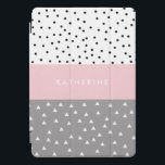 Elegant geometric triangles & dots in grey & pink iPad pro cover<br><div class="desc">Girly geometric design in pastel grey and pink.</div>