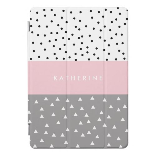 Elegant geometric triangles  dots in grey  pink iPad pro cover