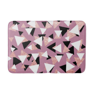 Elegant geometric triangles rose gold glitter bathroom mat