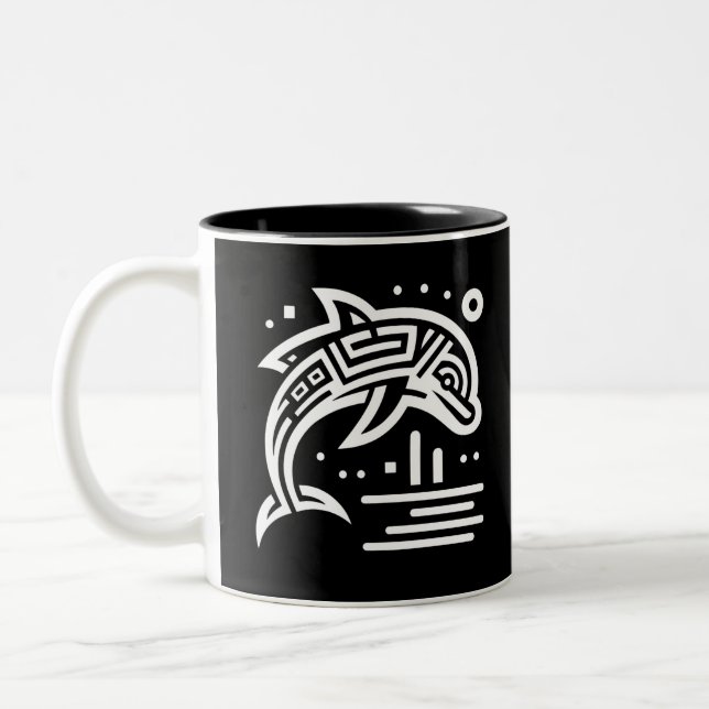 Elegant Geometric Tribal art Two-Tone Coffee Mug (Left)