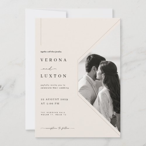 Elegant Geometric Wedding with Romantic Photo Invitation