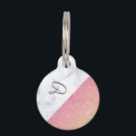 Elegant geometric white marble rose gold glitter pet ID tag<br><div class="desc">Modern geometric design featuring faux rose gold glitter and white marble color block.</div>