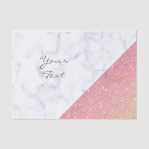 Elegant geometric white marble rose gold glitter tissue paper
