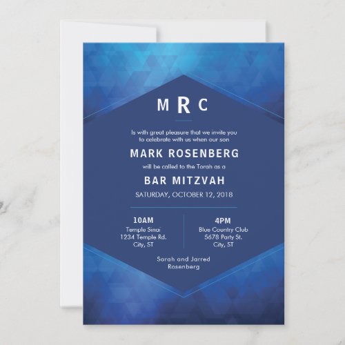 Elegant Geometric with Diamond Texture Bar Mitzvah Invitation