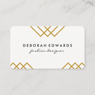Elegant Geometric Yellow with Gold Lines Business Card