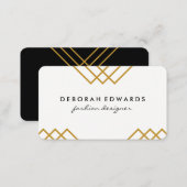 Elegant Geometric Yellow with Gold Lines Business Card (Front/Back)