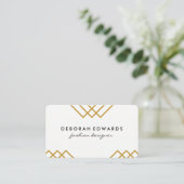 Elegant Geometric Yellow with Gold Lines Business Card (Standing Front)