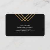 Elegant Geometric Yellow with Gold Lines Business Card (Back)