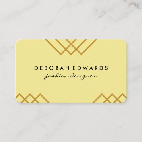 Elegant Geometric Yellow with Gold Lines Business Card