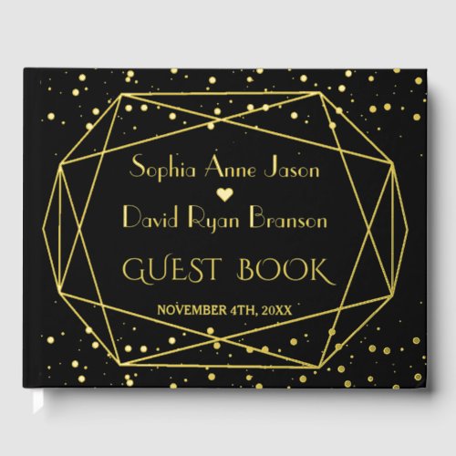 Elegant Geometrical Frame Confetti Wedding Foil Guest Book