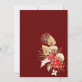 Elegant geometrical gold frame red orchid Wedding Invitation (Back)