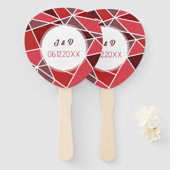 Elegant Geometrical Wedding Hand Fan (Front and Back)